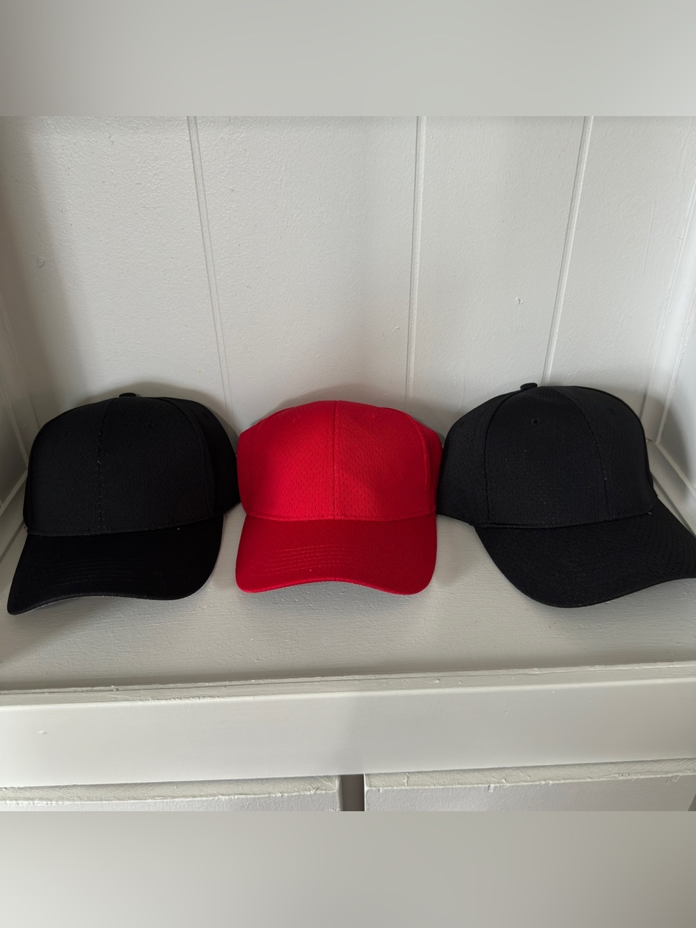 Lot Of 3 New Augusta Sportswear Size XL Athletic Mesh Hat Cap Two Black One Red